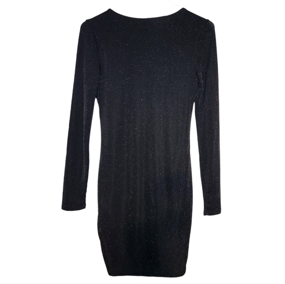Forever 21 Long Sleeve V-Neck Bodycon Sparkly Mini Dress Size S Party Evening - Picture 2 of 5